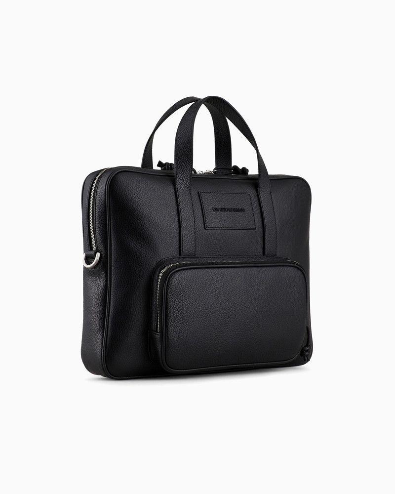 EMPORIO ARMANI Business bag in tumbled leather outlook