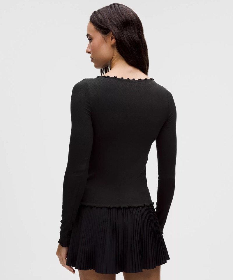 Hold Tight Lettuce-Edge Boatneck Long-Sleeve Shirt 3