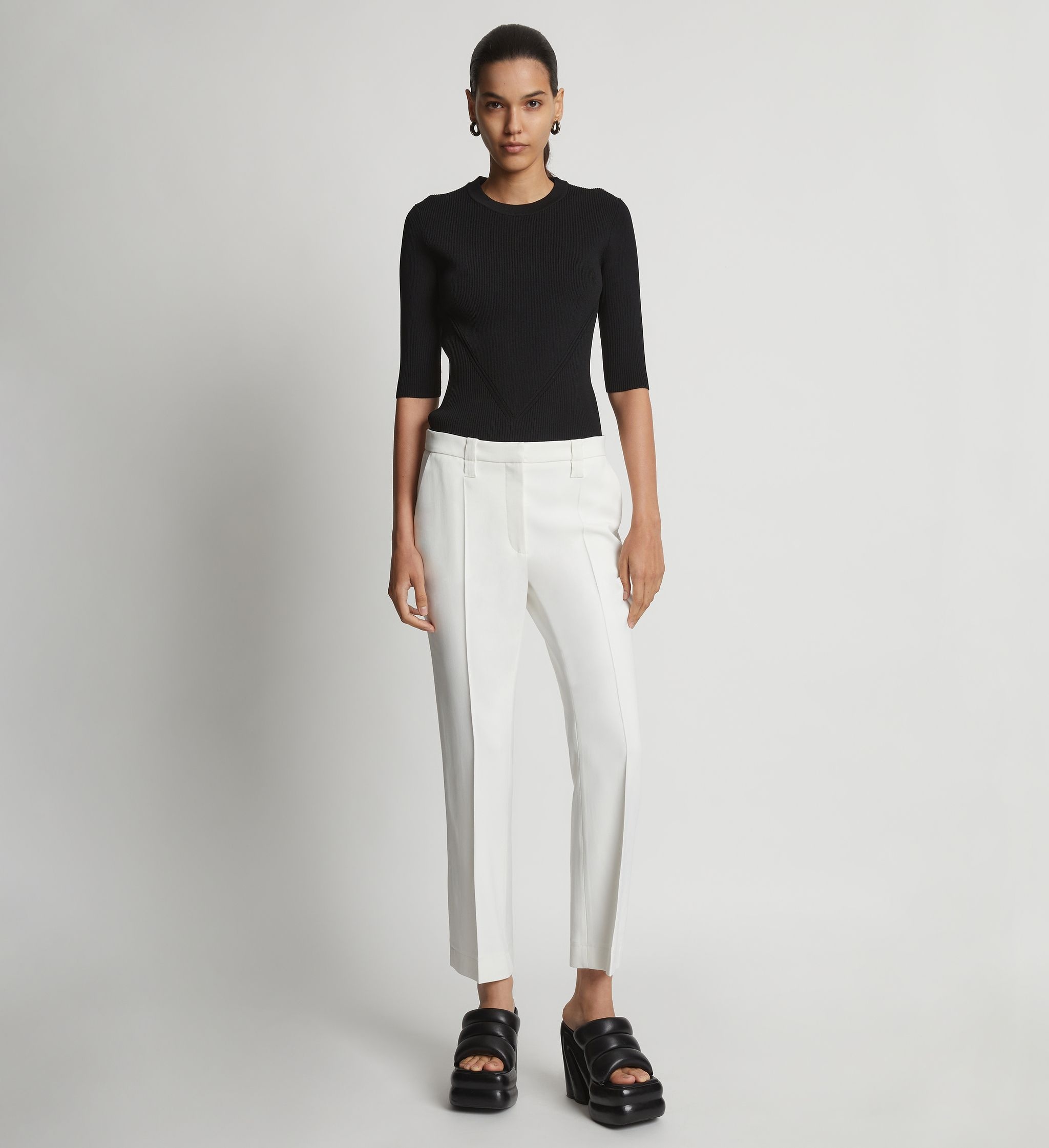 Viscose Suiting Crop Flare Pants - 2