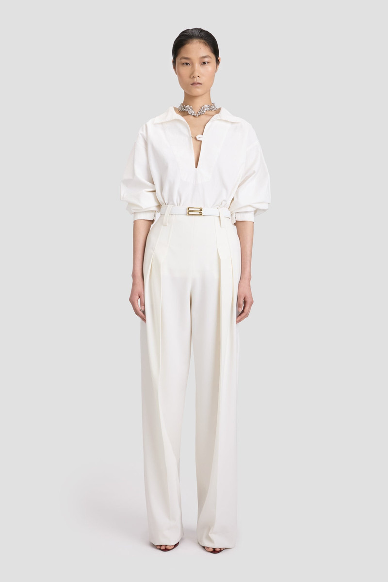 Victoria Beckham Tab Detail Denim Top In Washed White outlook