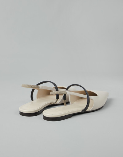 Brunello Cucinelli Nappa leather slingback flats with shiny strap outlook