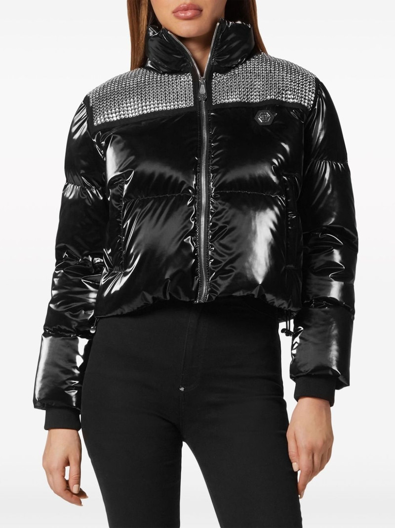 crystal-embellished cropped puffer jacket 3