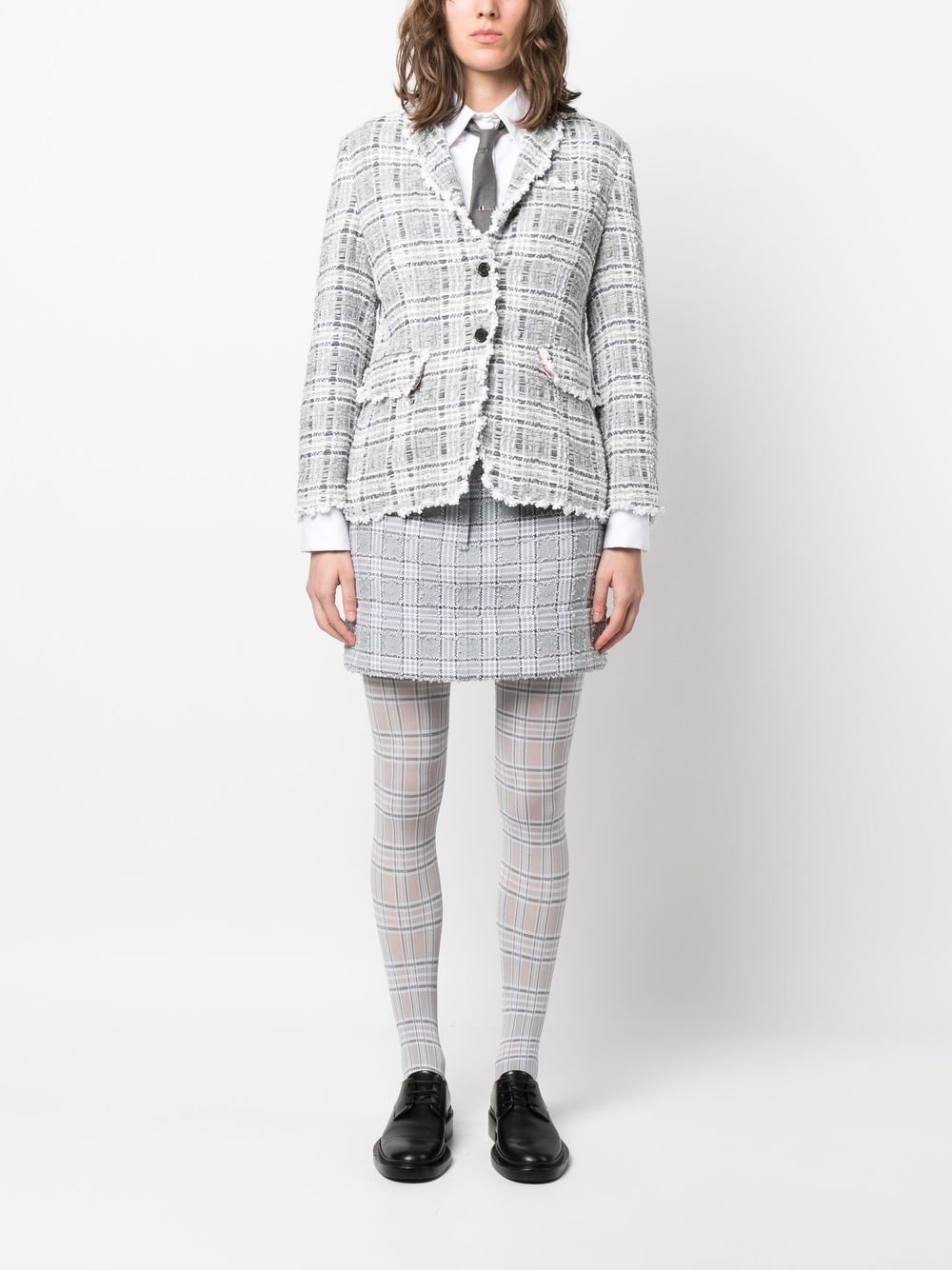 crochet-trim single-breasted blazer - 2