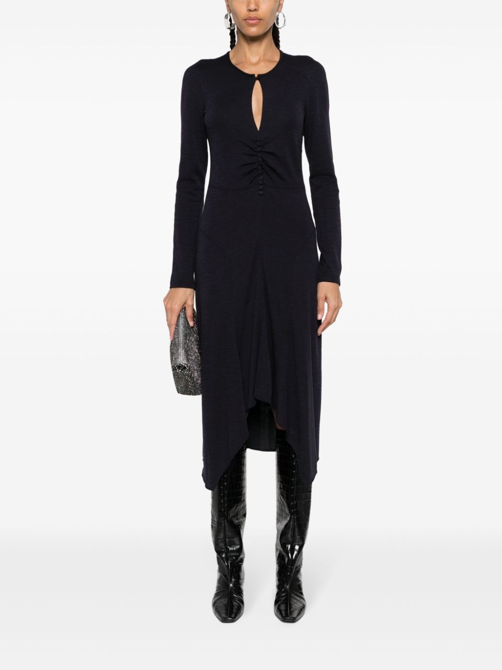 keyhole-neck midi dress - 2