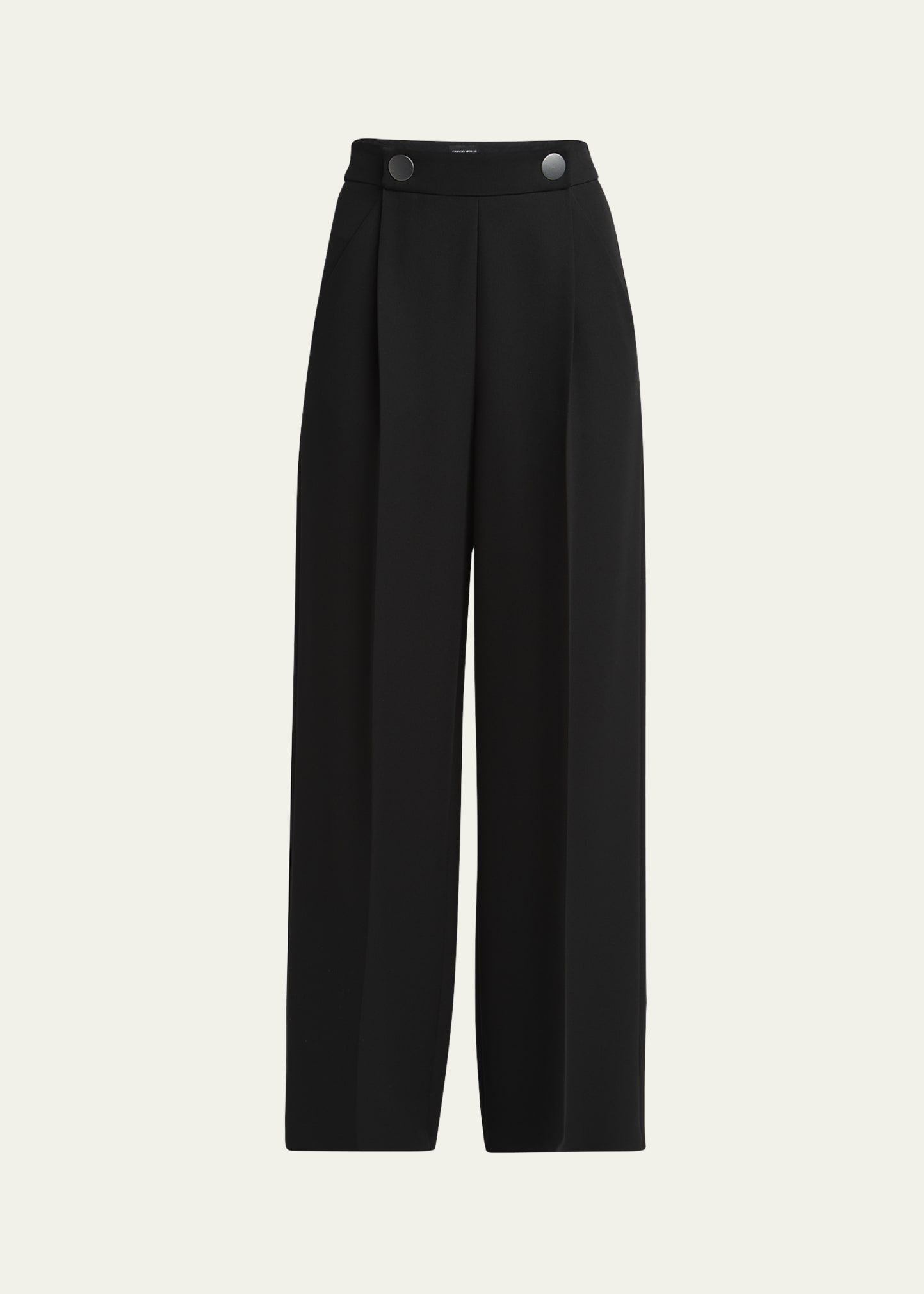 Pleated Wide-Leg Silk Cady Trousers - 1