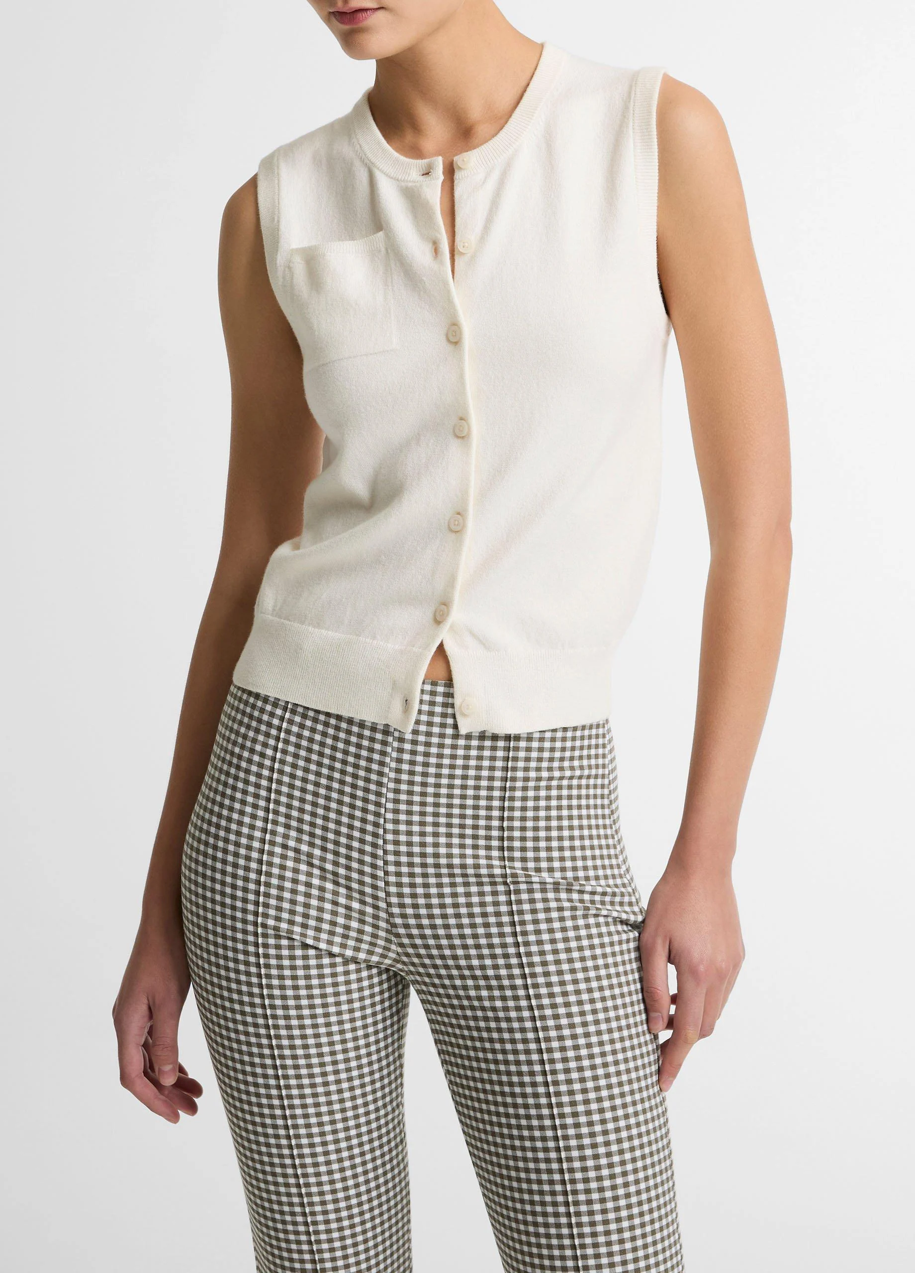 Cotton & Cashmere-Blend Button-Front Shell - 1