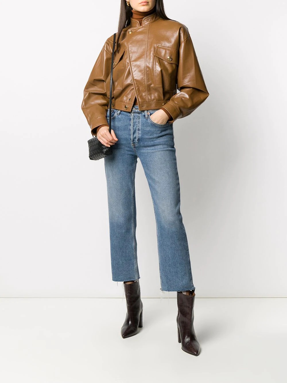 cropped lambskin jacket - 2