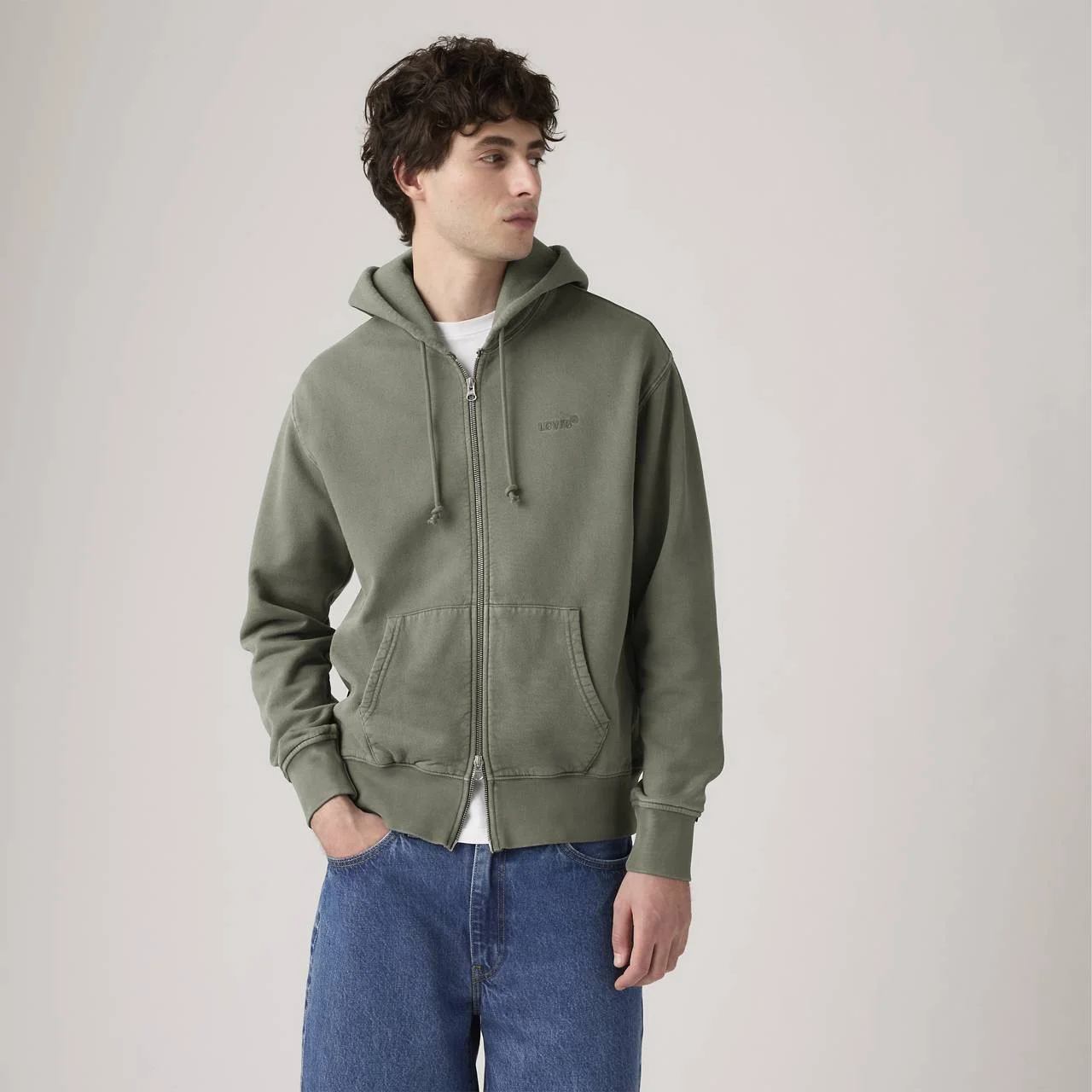 AUTHENTIC FULL ZIP GARMENT DYE SWEATSHIRT - 1