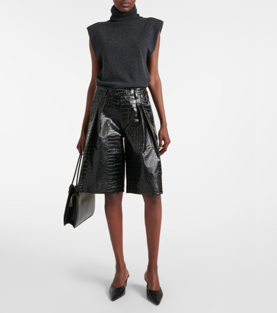 The Frankie Shop Jerkins croc-effect faux leather Bermuda shorts outlook