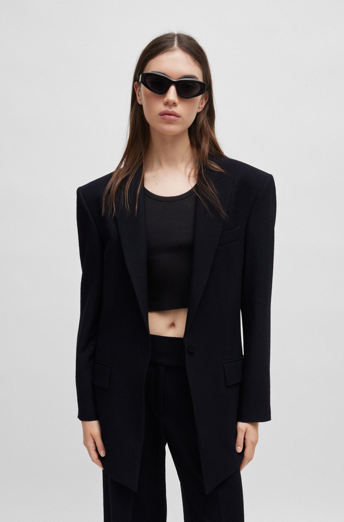 LONGLINE OVERSIZE-FIT JACKET IN SEERSUCKER FABRIC - 2