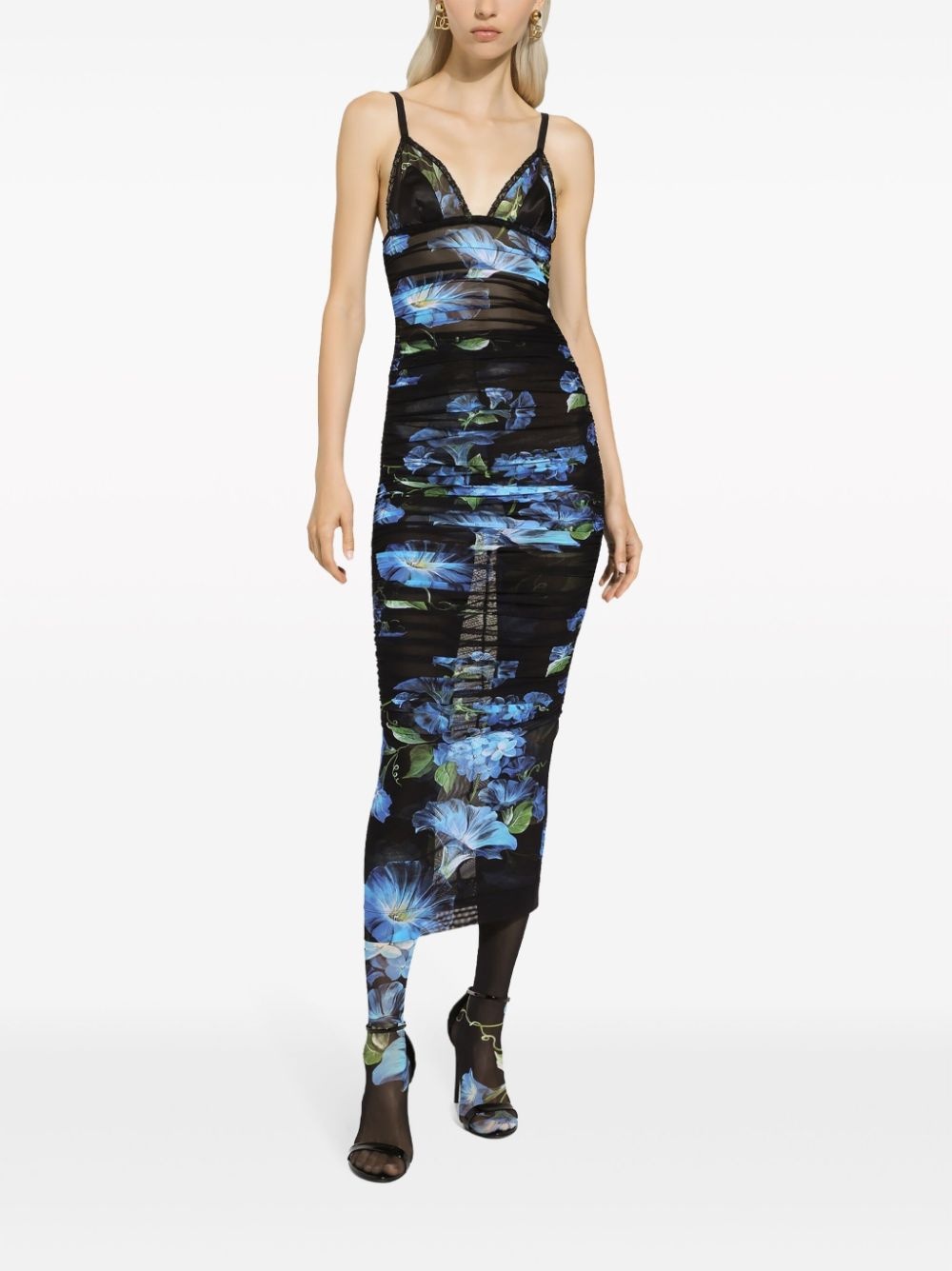 floral-print V-neck dress - 3