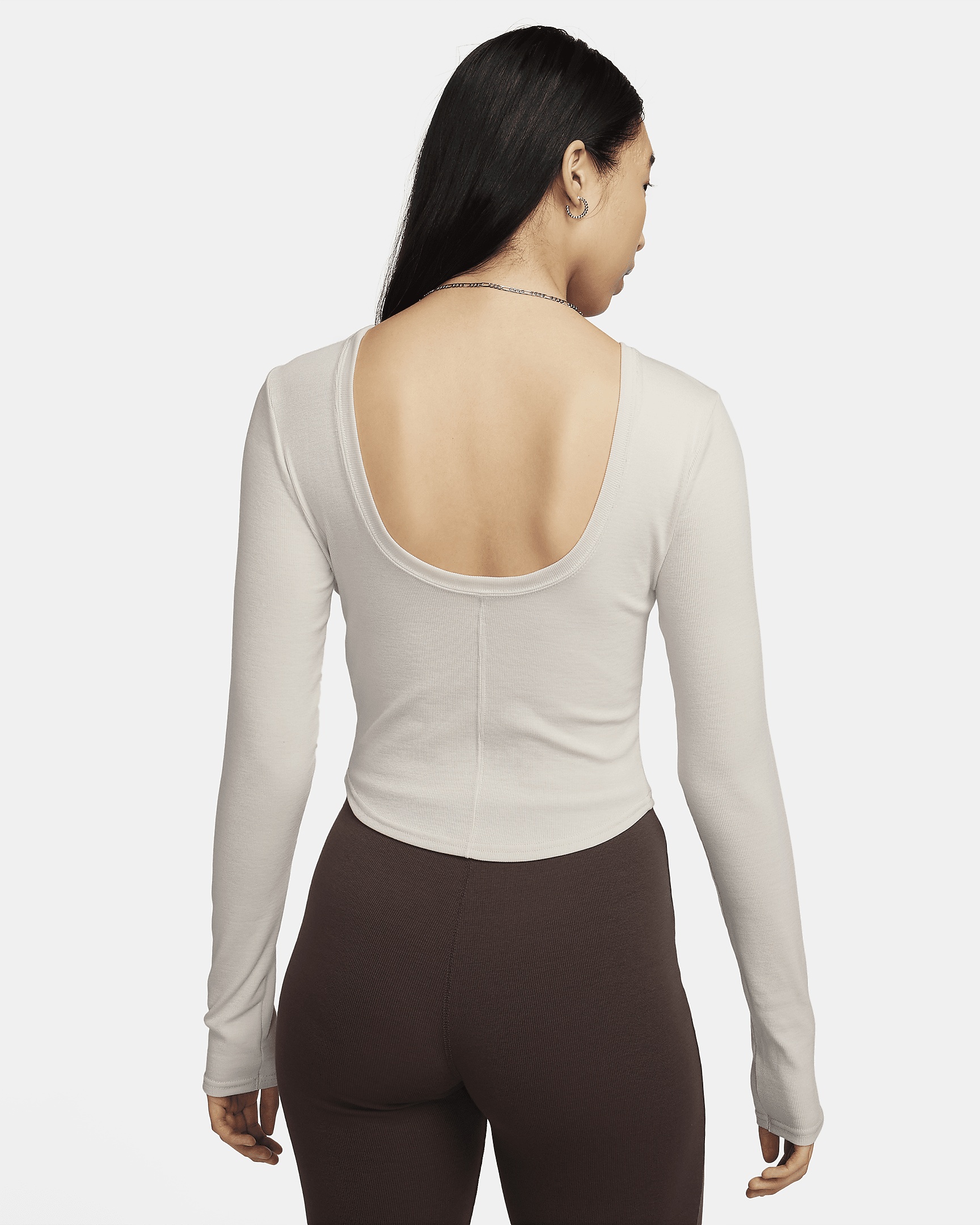 Women's Nike Sportswear Chill Knit Tight Scoop-Back Long-Sleeve Mini-Rib Top - 2