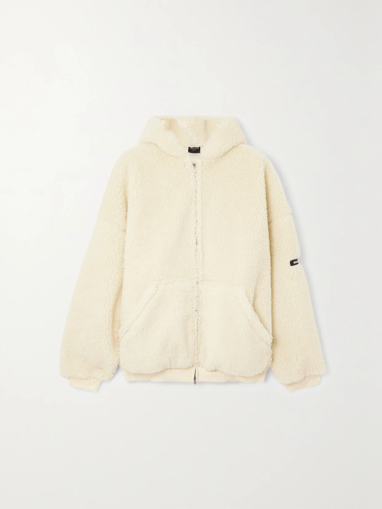 Oversized Hooded Faux Shearling Jacket - 1