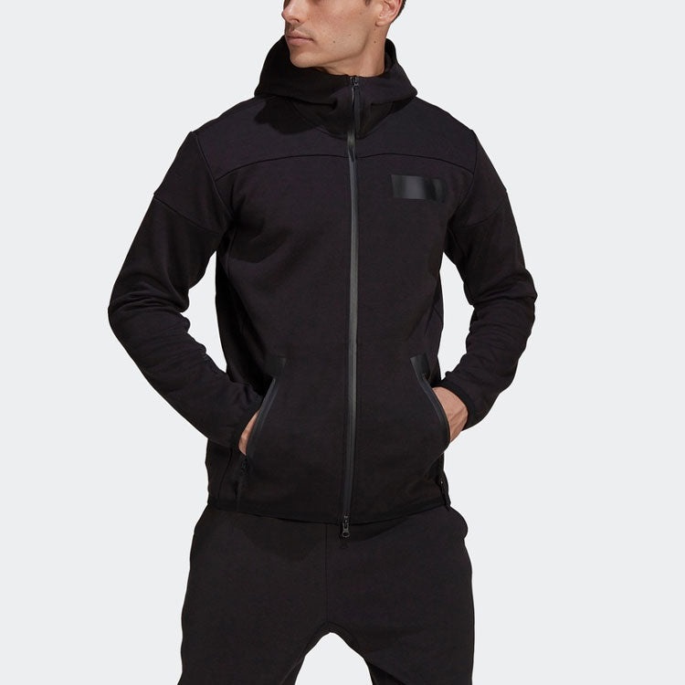 adidas Sports Stylish Hooded Jacket 'Black' H31037 - 2