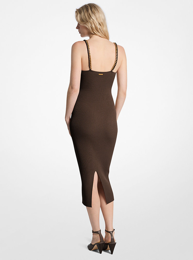 MICHAEL KORS Chain Ribbed Stretch Knit Midi Dress outlook