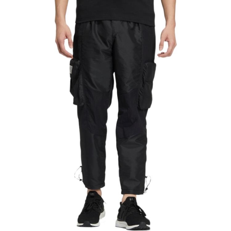 Men's adidas Solid Color Pocket Logo Printing Straight Lacing Sports Pants/Trousers/Joggers Black HT - 3