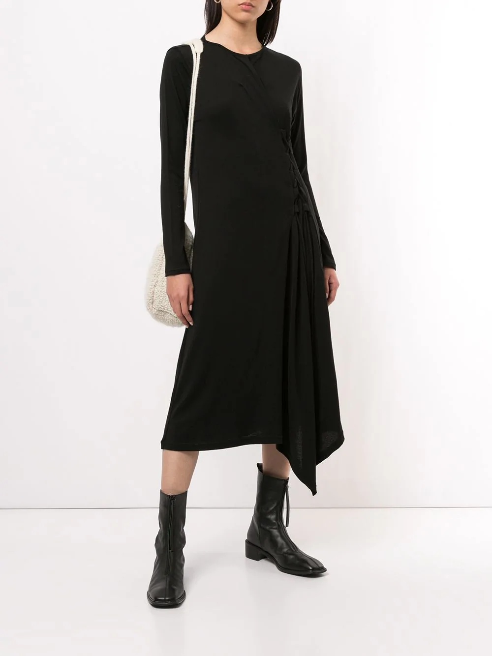 fitted long-sleeved midi dress - 2