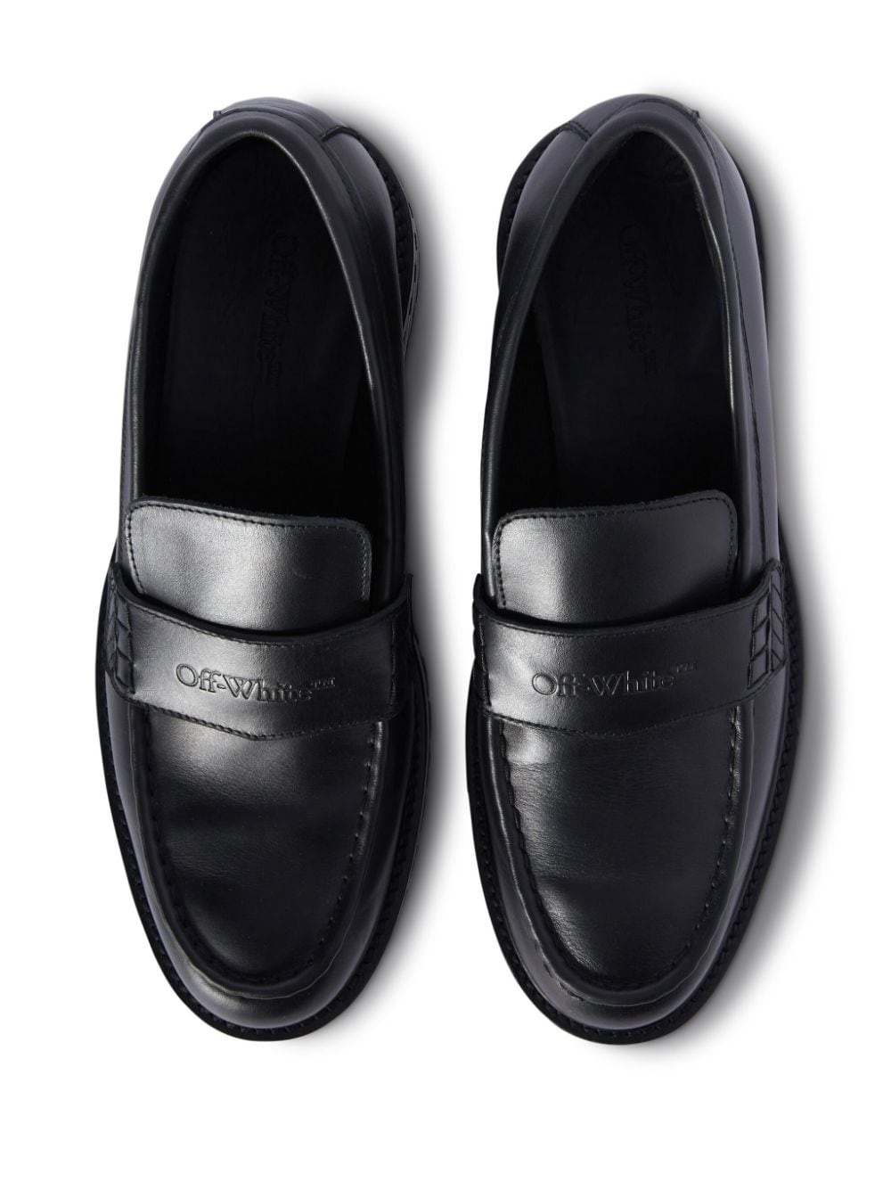 Military logo-debossed leather loafers - 4