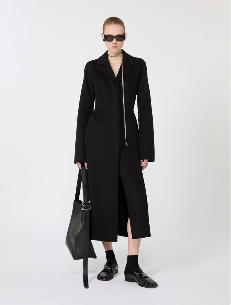 Sportmax Slim-fit long wool coat - black outlook