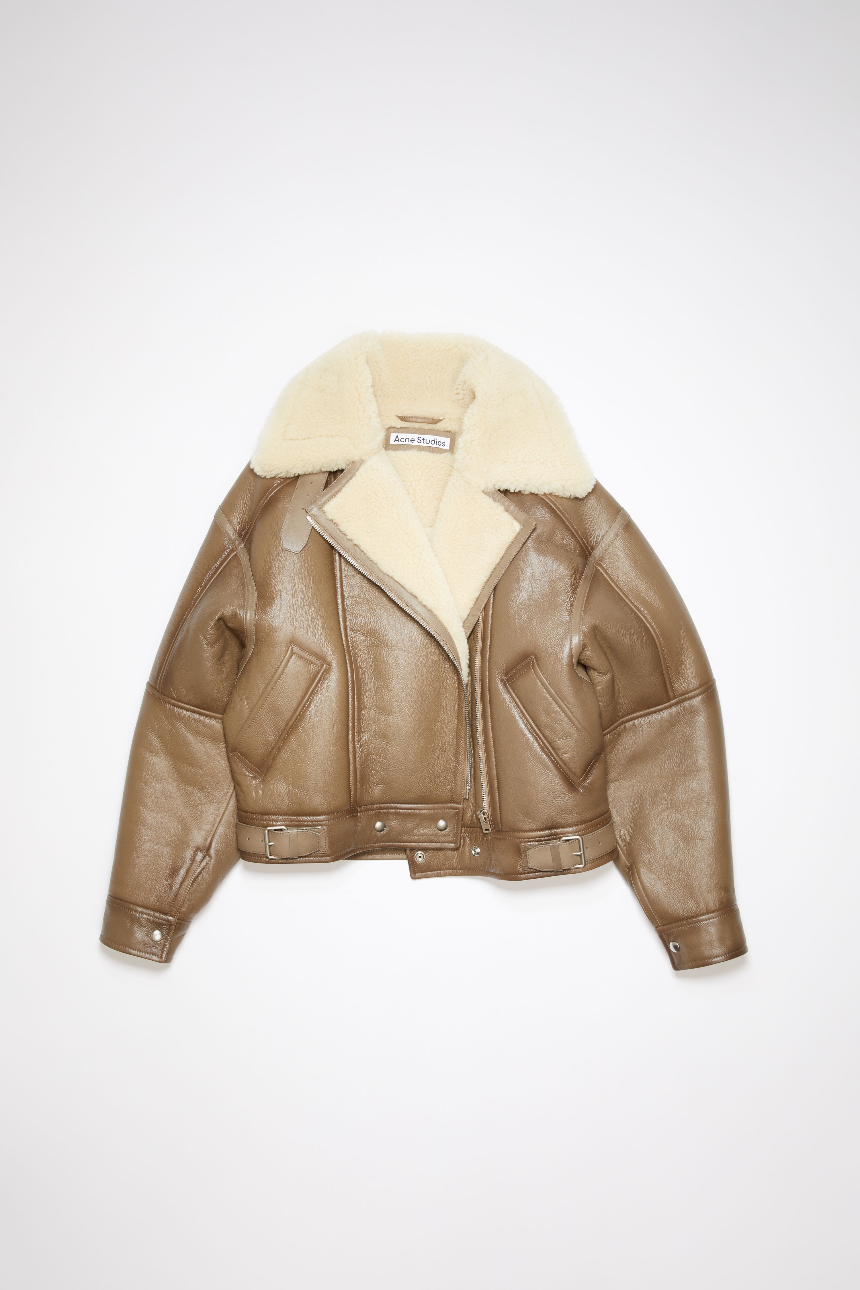 Leather shearling jacket - Brown/light camel - 7