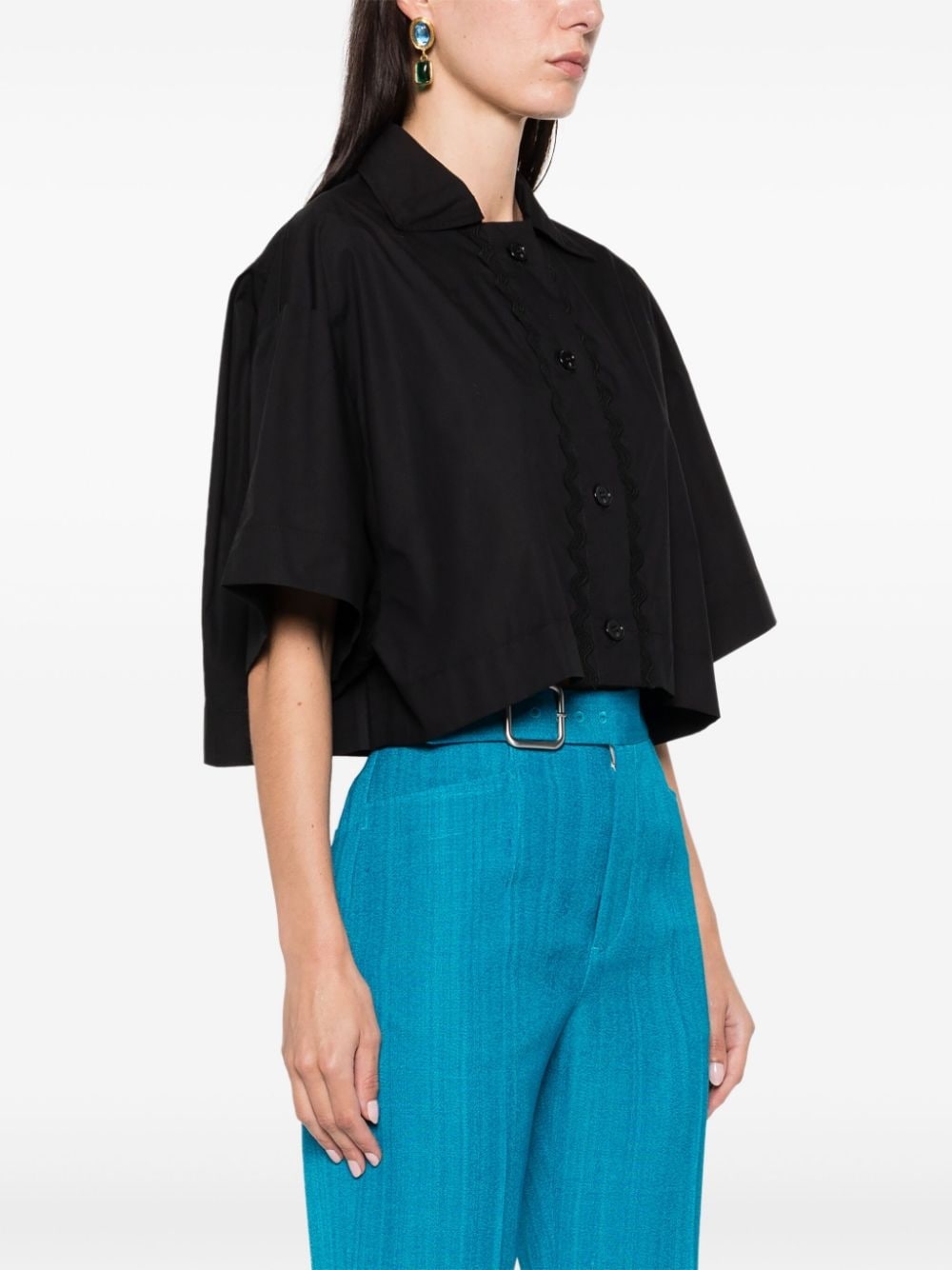 wave-appliquÃ© cropped shirt - 3