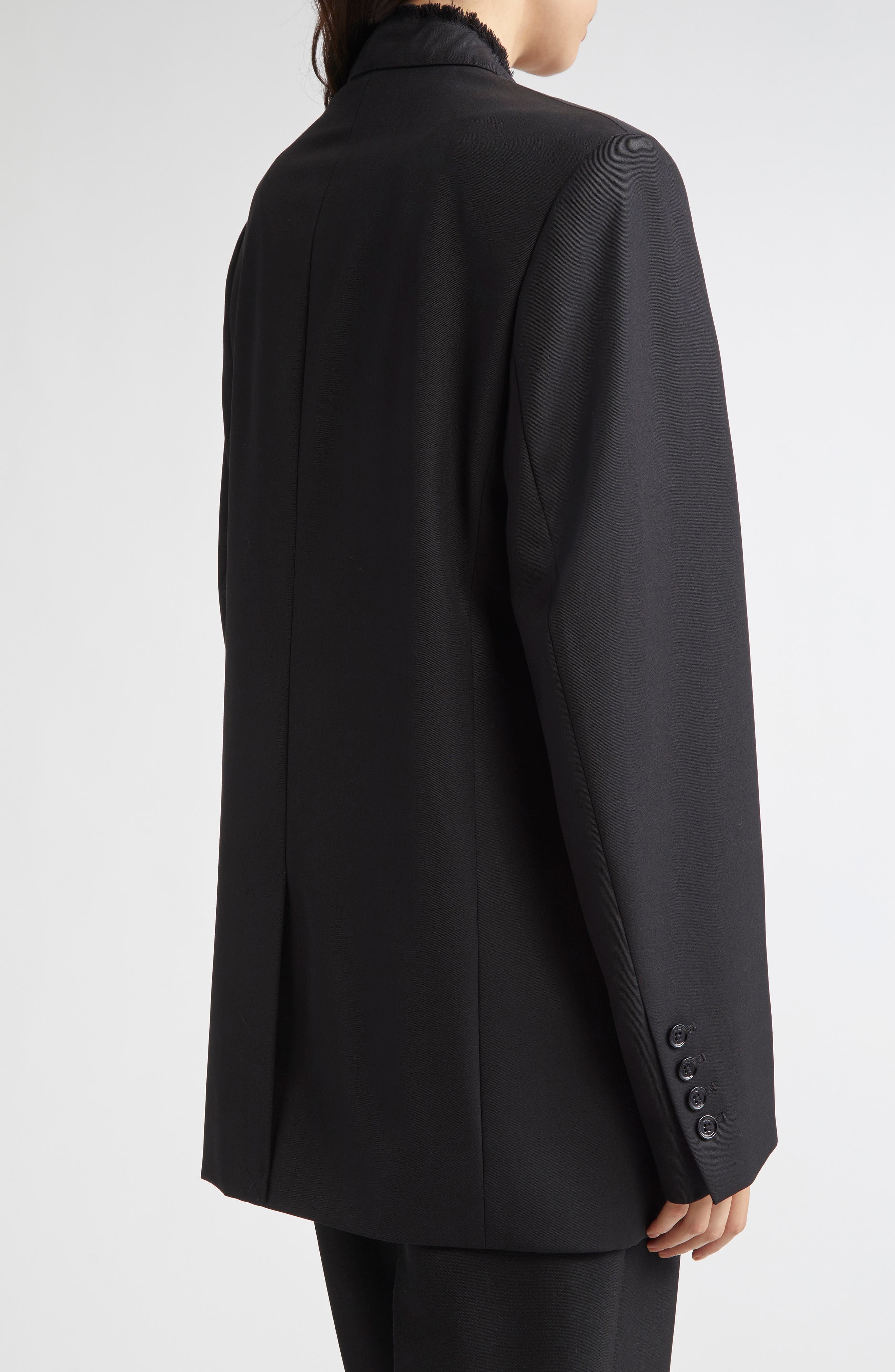 TOTEME Raw Lapel Blazer in Black at Nordstrom - 2
