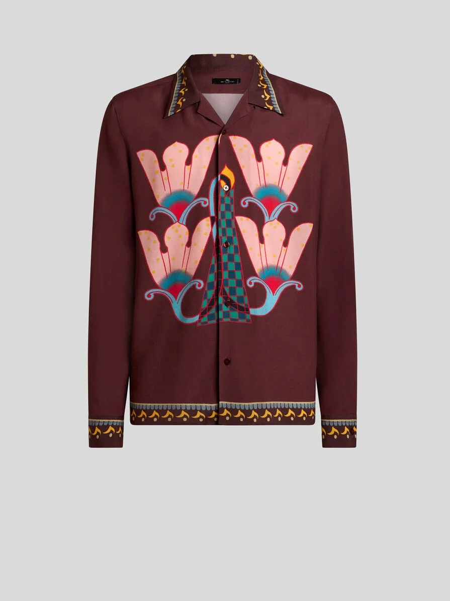 SILK SHIRT WITH PLACED PRINT - 1