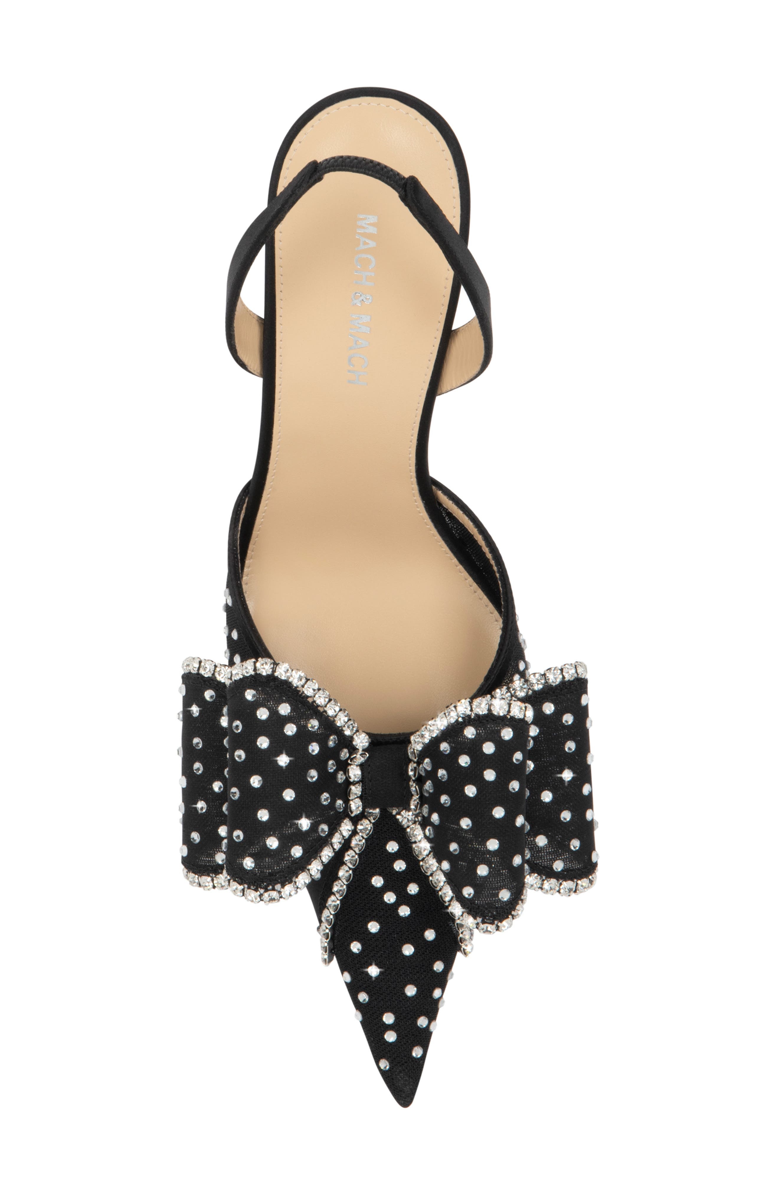 Mach & Mach Le Cadeau Bow Pointed Toe Slingback Pump in Black at Nordstrom - 3