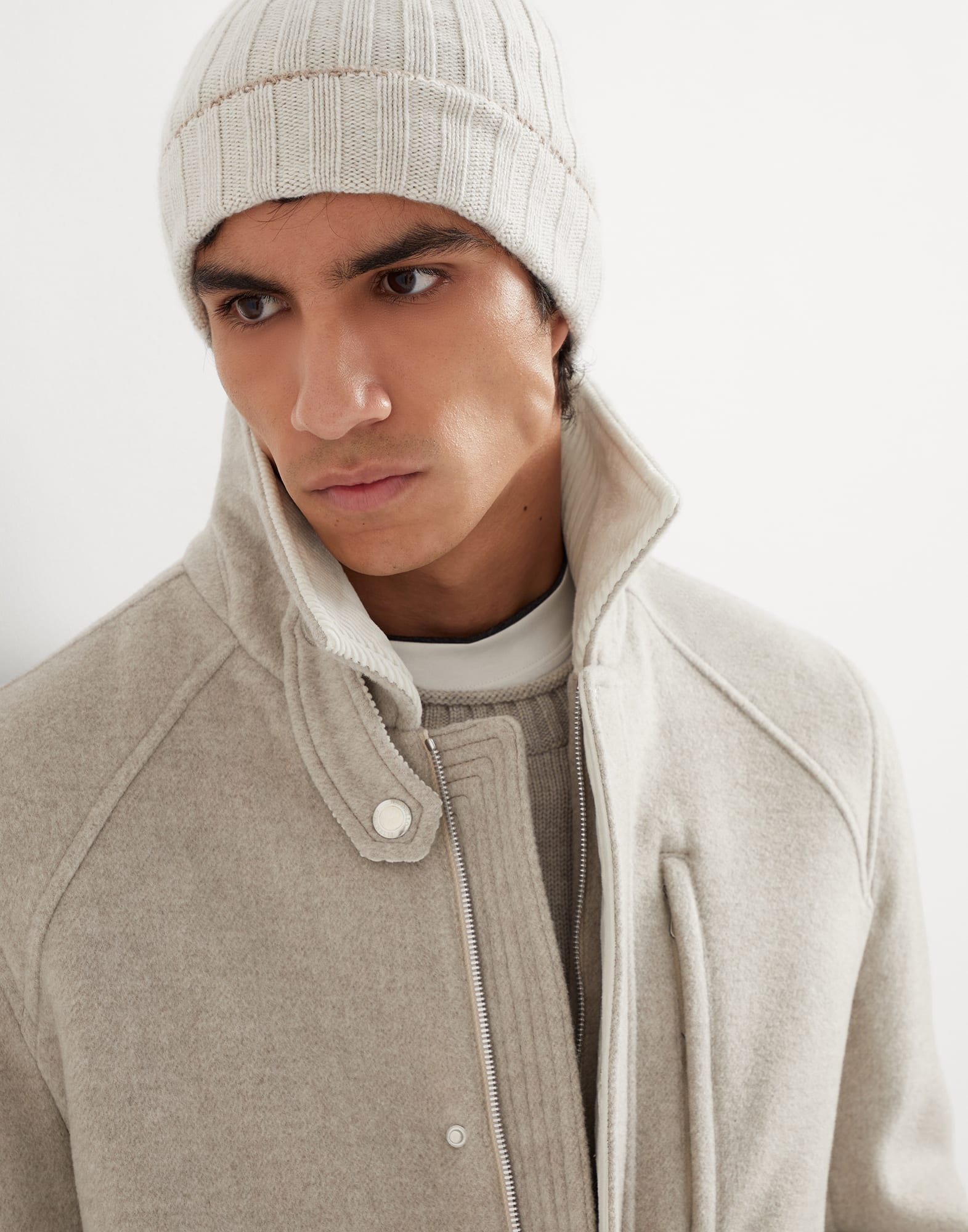 Cashmere rib knit beanie - 3