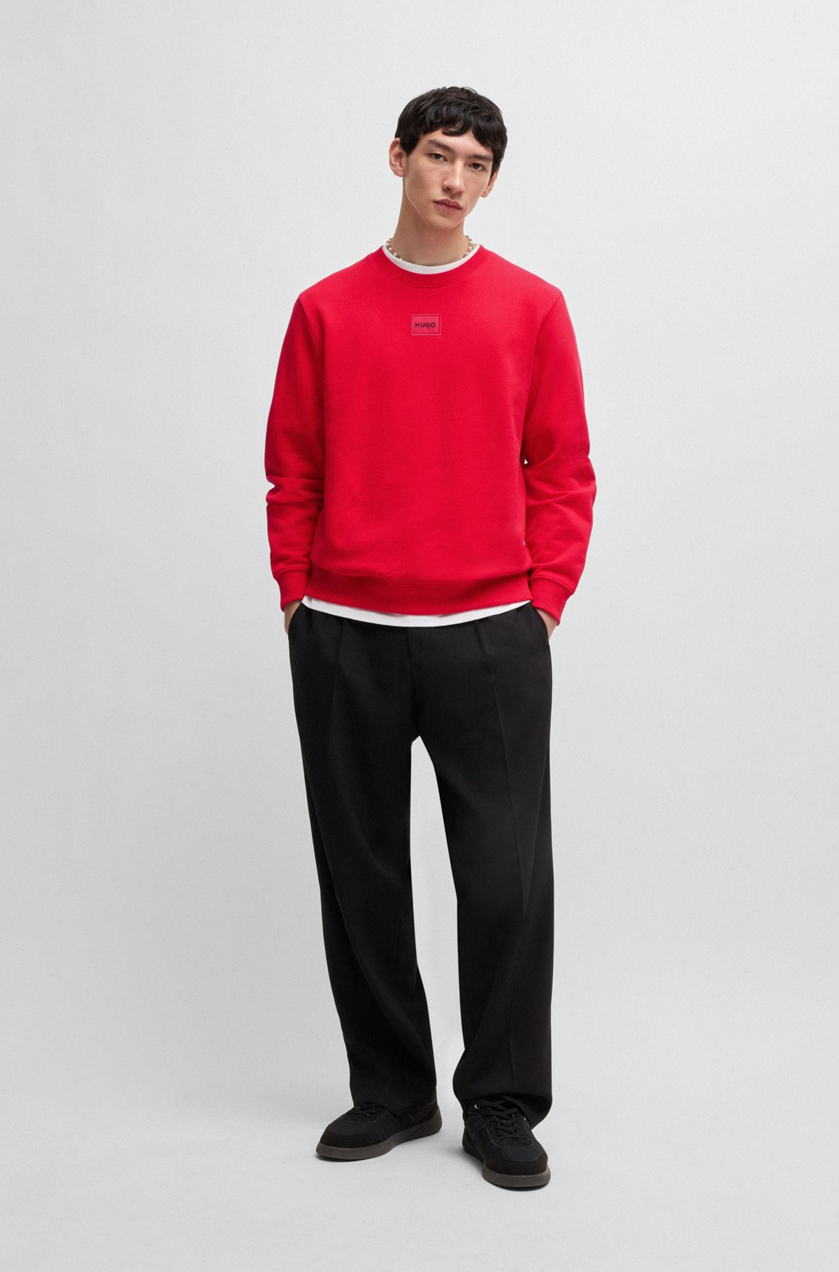 COTTON-TERRY REGULAR-FIT SWEATSHIRT WITH LOGO LABEL - 4