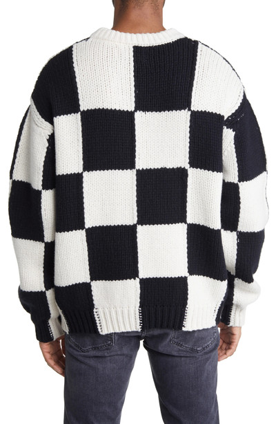 FRAME Oversize Checkerboard Wool Sweater in Noir/Cream outlook