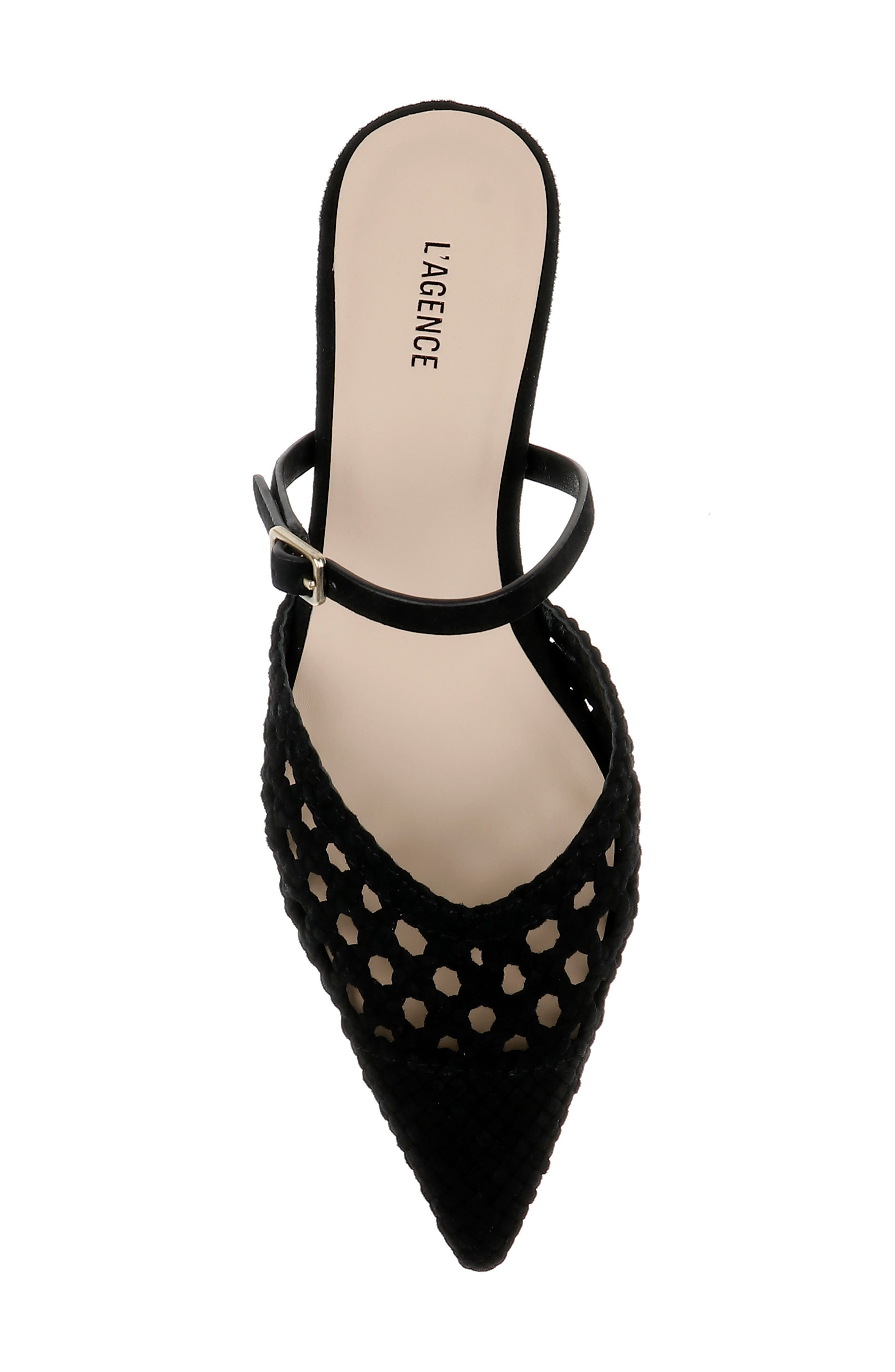 L'AGENCE Jacklyn Mary Jane Pointed Cap Toe Mule in Black Suede at Nordstrom - 5