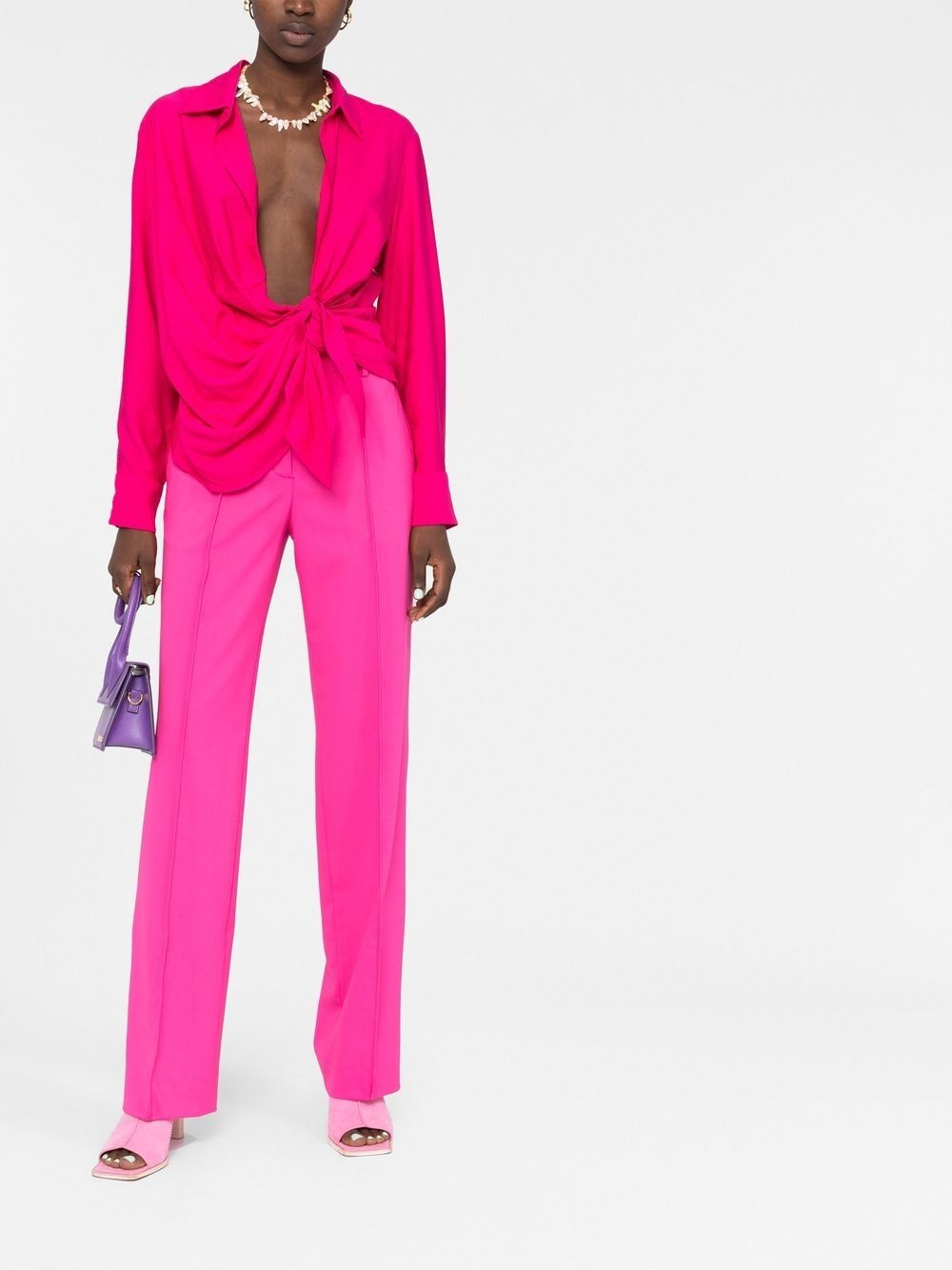 knot-detail long-sleeve shirt - 2