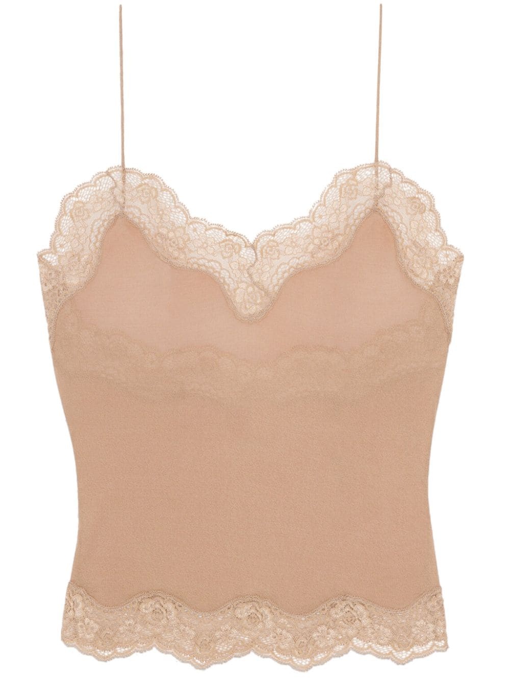 lace-trim scalloped top - 2