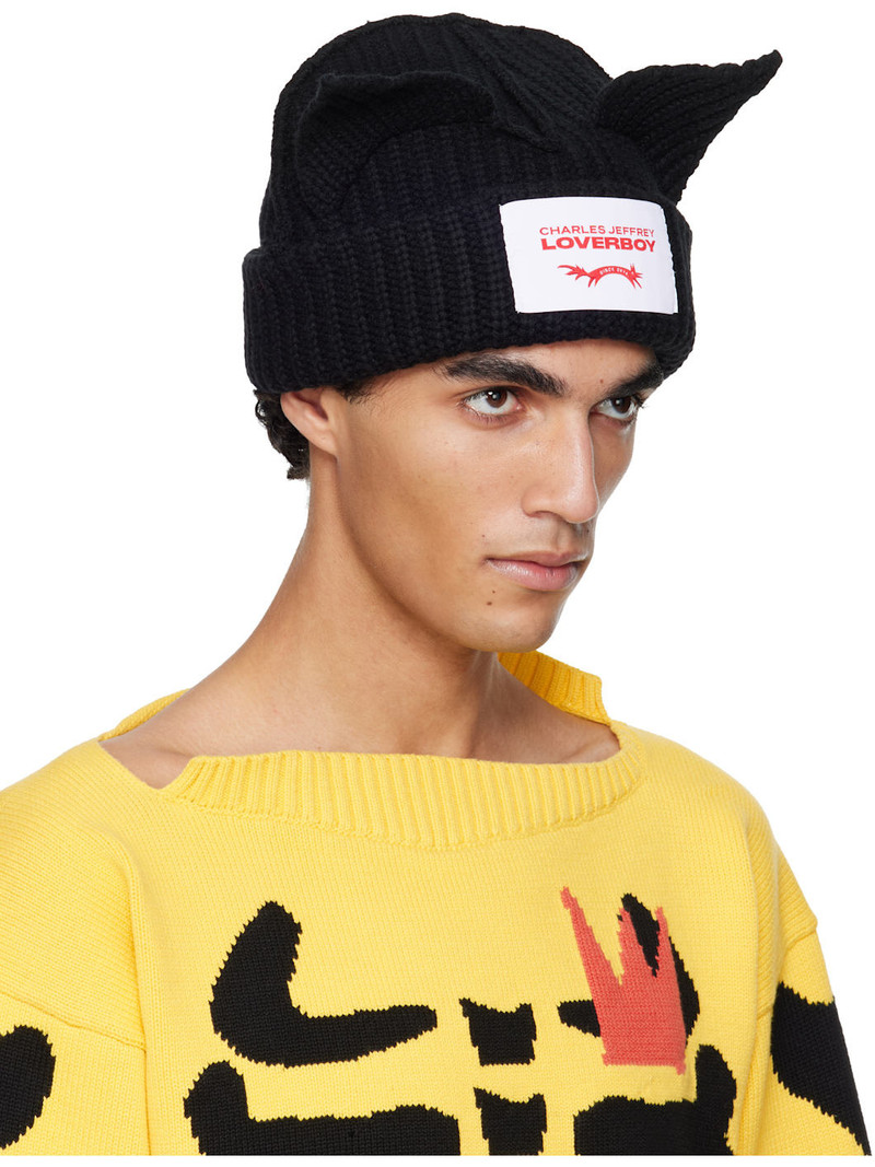 CHARLES JEFFREY LOVERBOY Black Chunky Ears Beanie outlook
