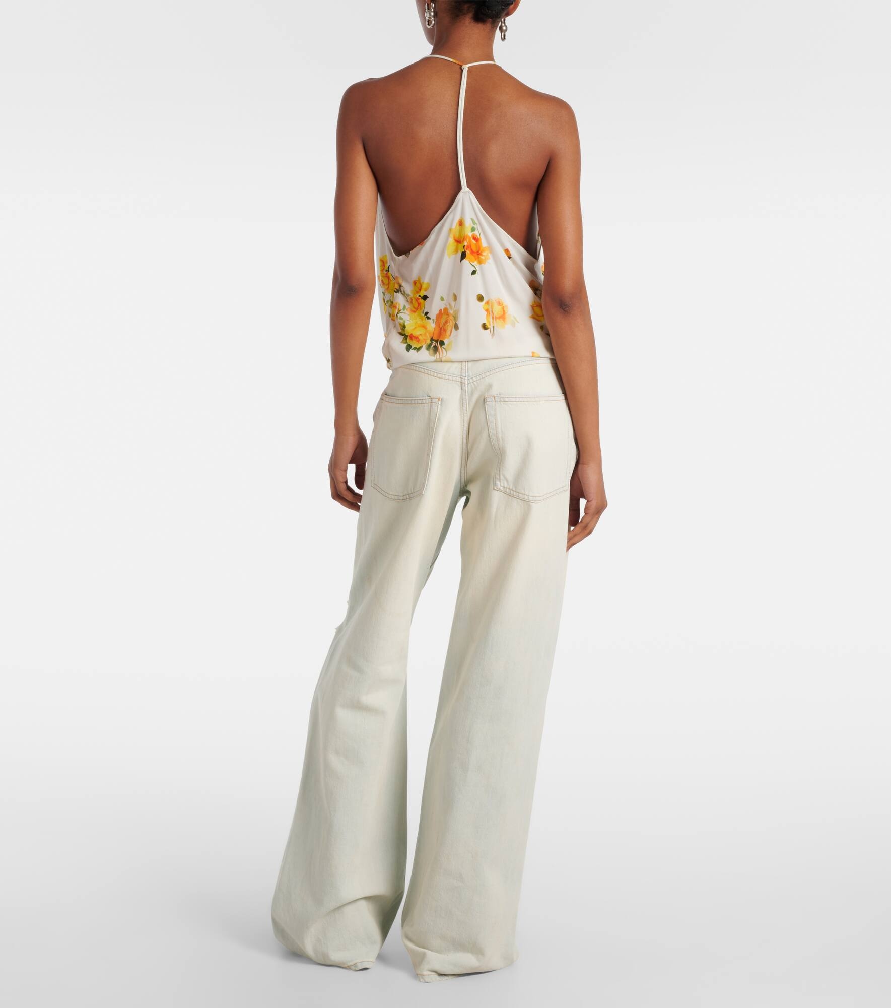 Floral draped jersey top - 3