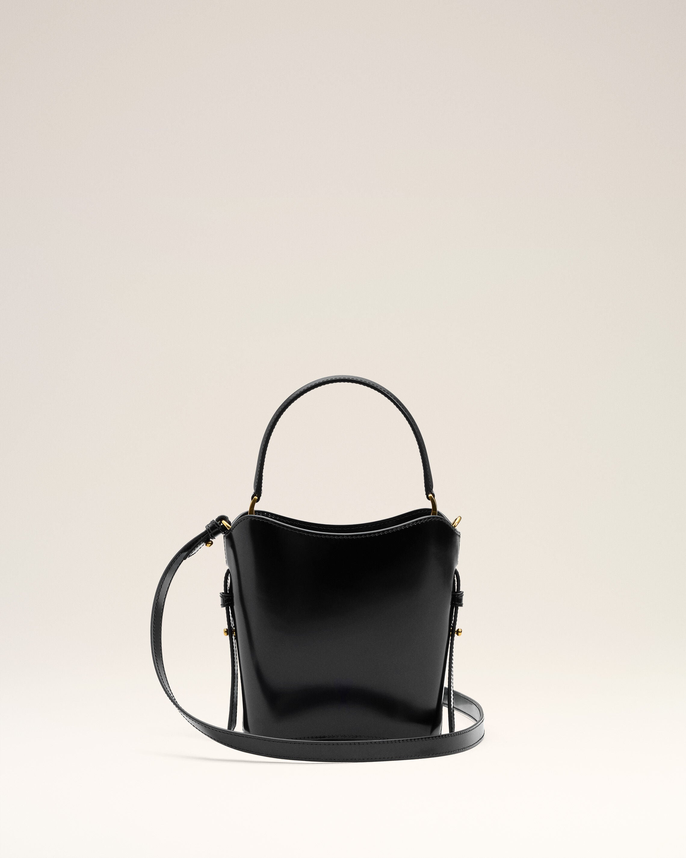 BLACK LEATHER MINI PARIS PARIS BUCKET BAG - 4