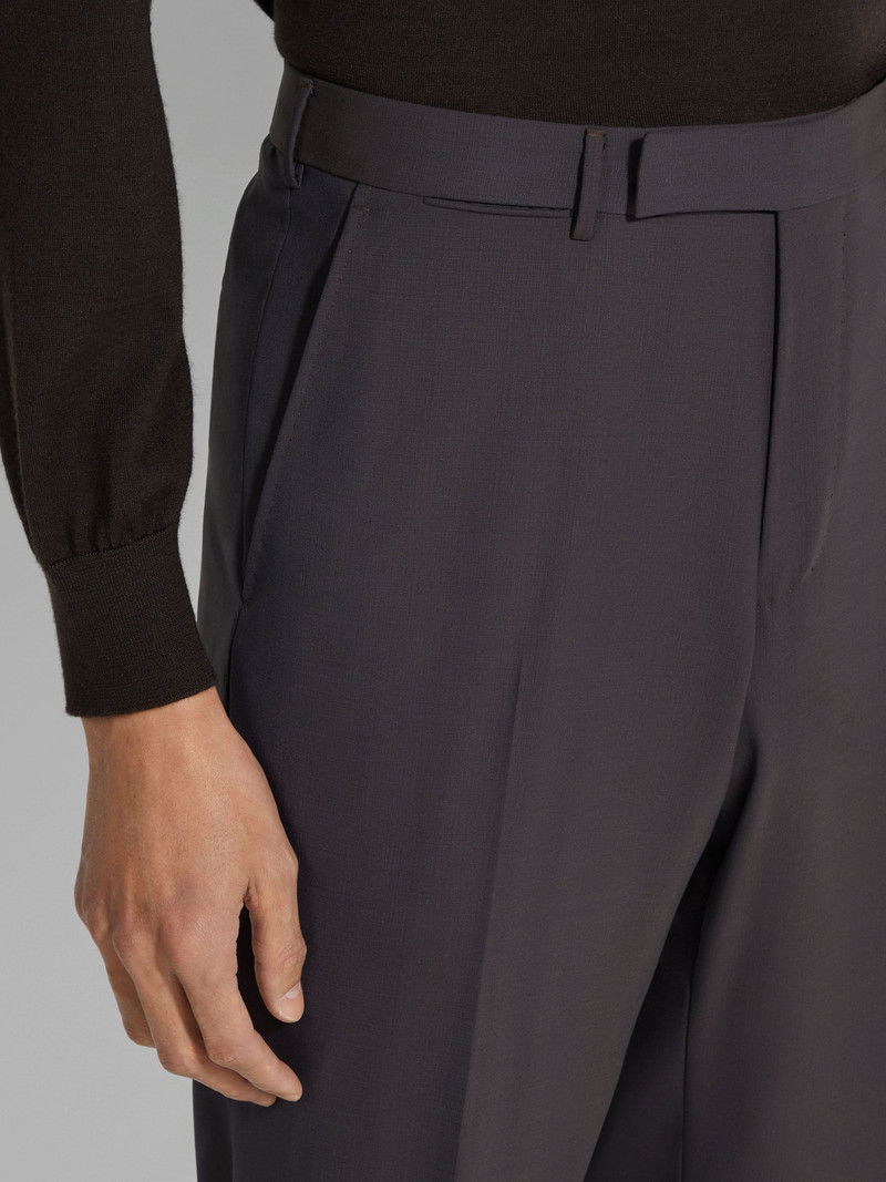 ZEGNA DARK BROWN HIGH PERFORMANCE™ WOOL PANTS outlook