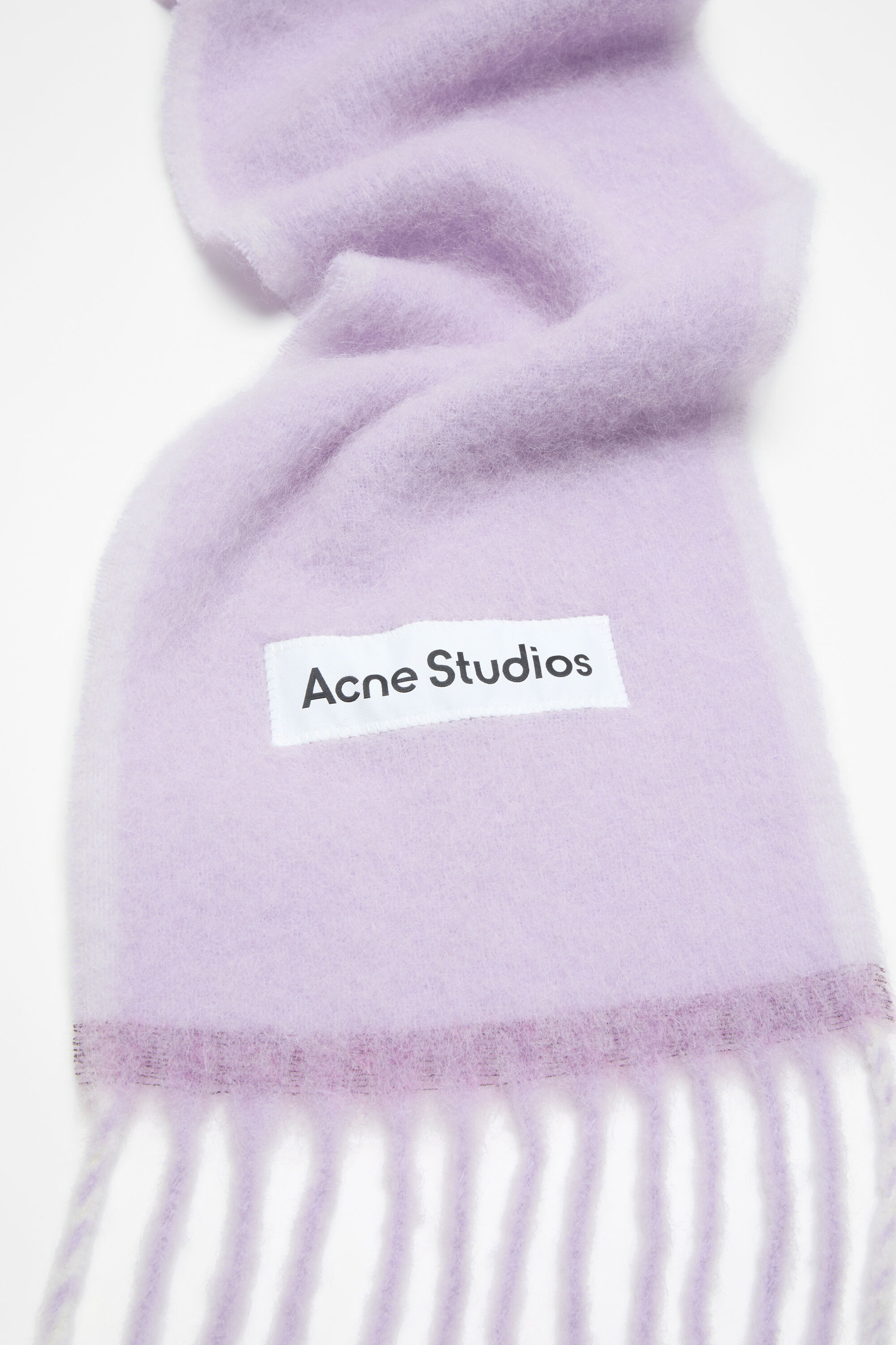 Wool fringe scarf - Lilac/white - 2