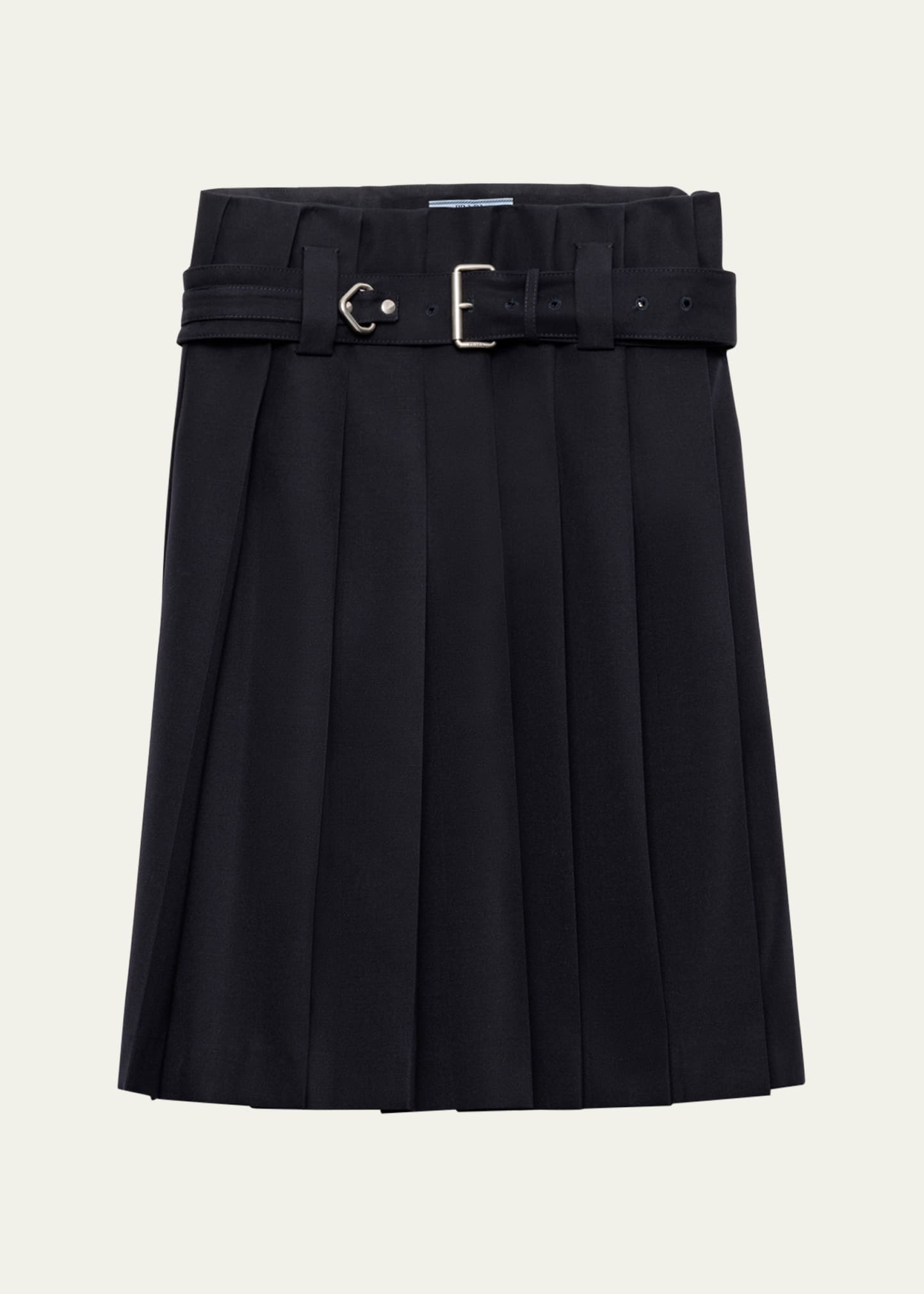 Pleated Wool Belted Skirt - 1