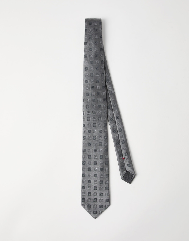 Silk tie with squares pattern 1