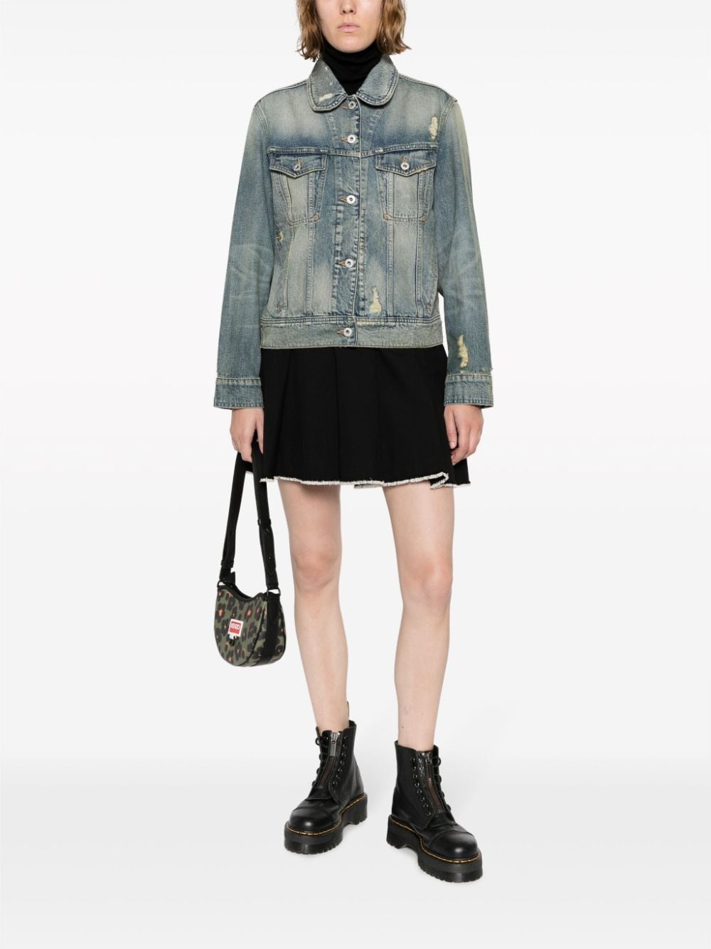 Peter Pan-collar ripped denim jacket - 2