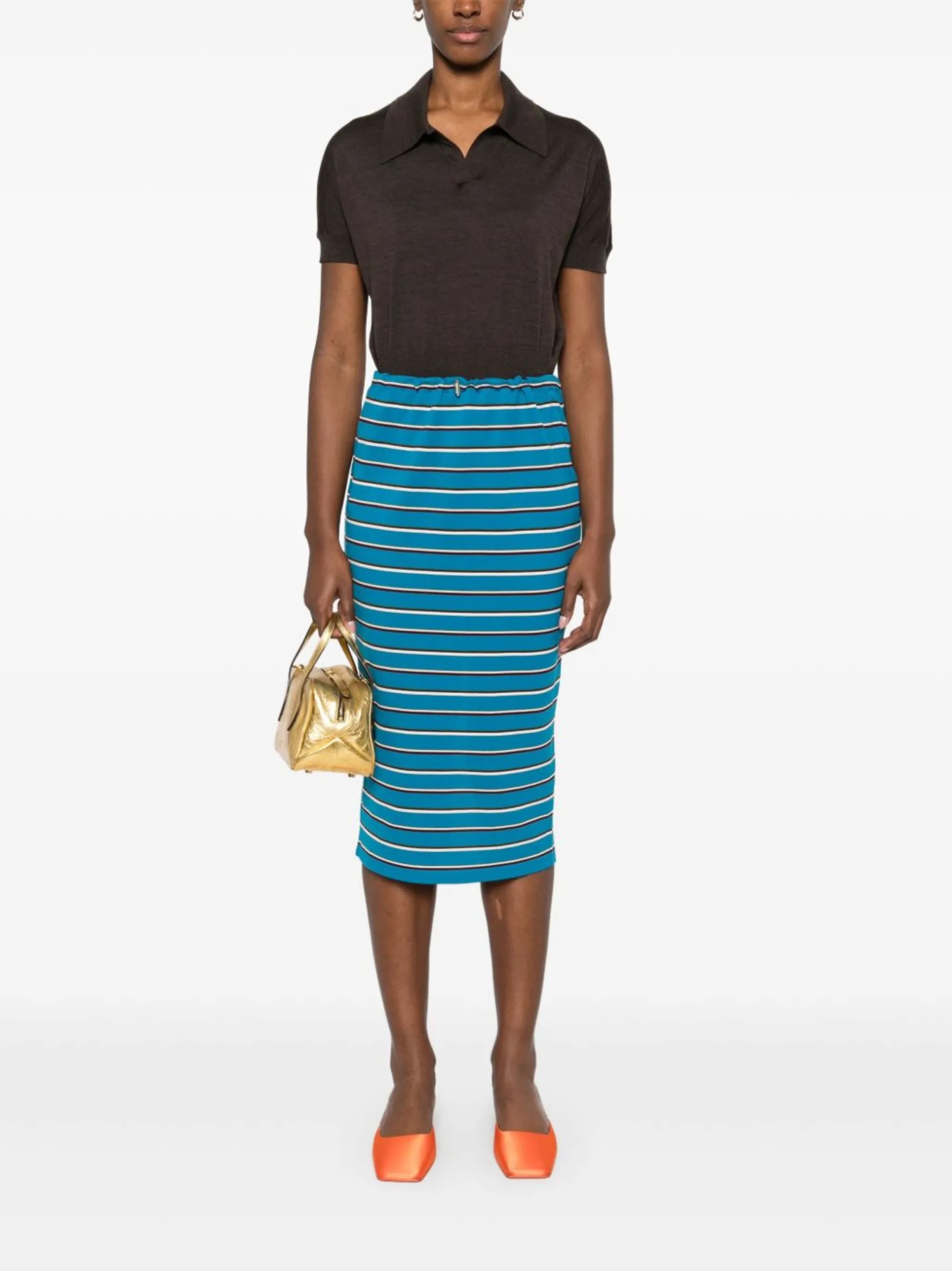 Prada Striped piqué skirt | REVERSIBLE