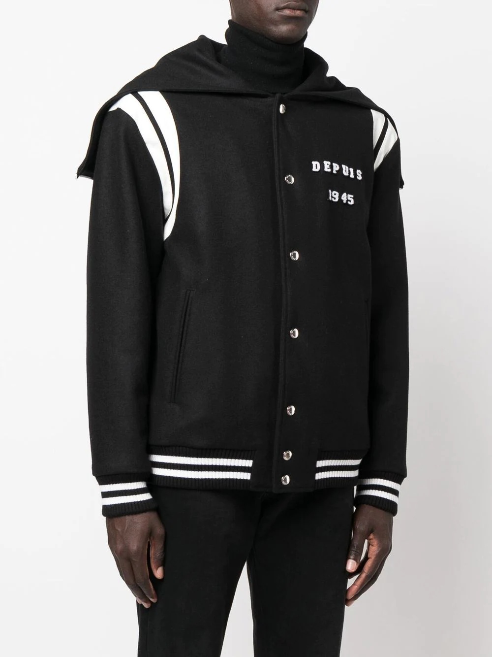 hooded wool varsity jacket - 3