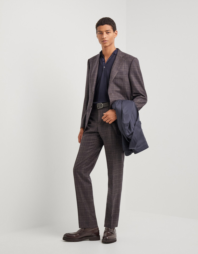 Canali CANALI NUVOLA DARK NAVY GARMENT-DYED WOOL AND SILK POLO SHIRT outlook