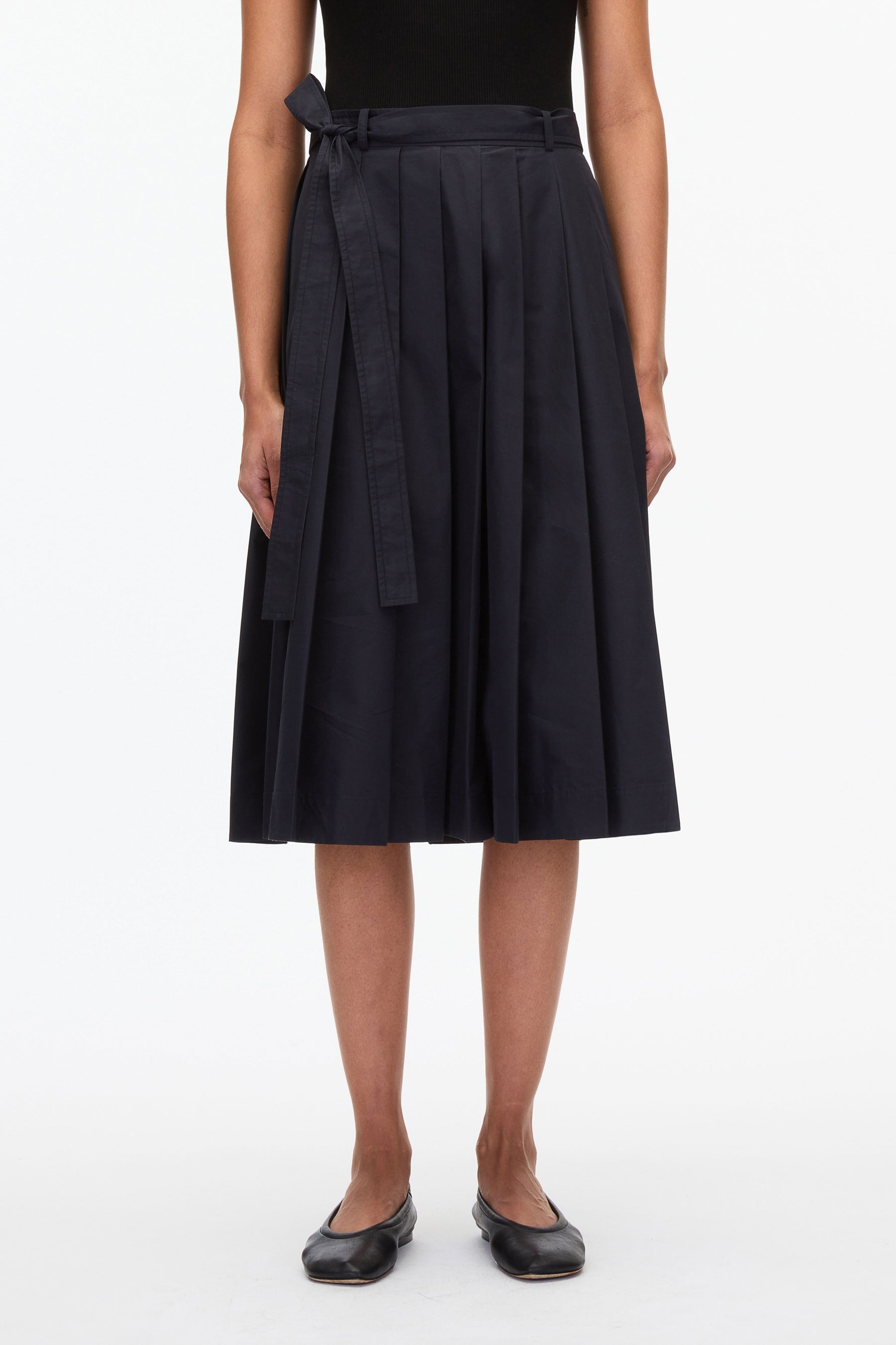 Knife Pleat Belted Skirt - 2