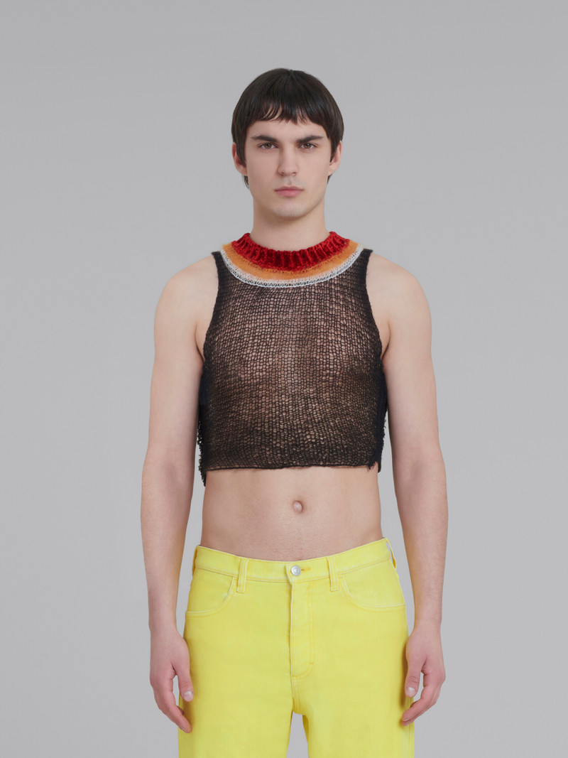 Marni BLACK WOOL-CASHMERE TOP WITH CUTOUT outlook