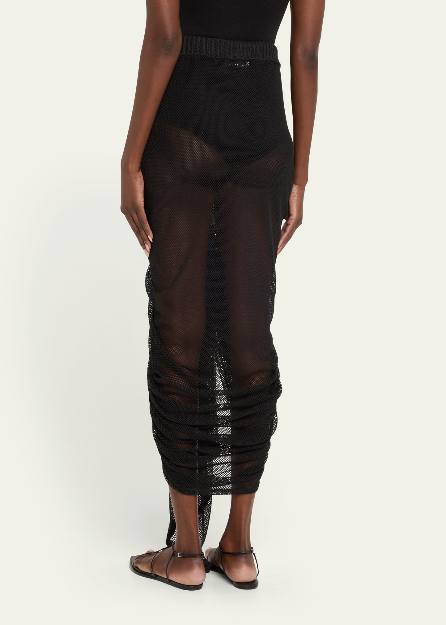 Wave Mesh-Knit Ruched Skirt - 3