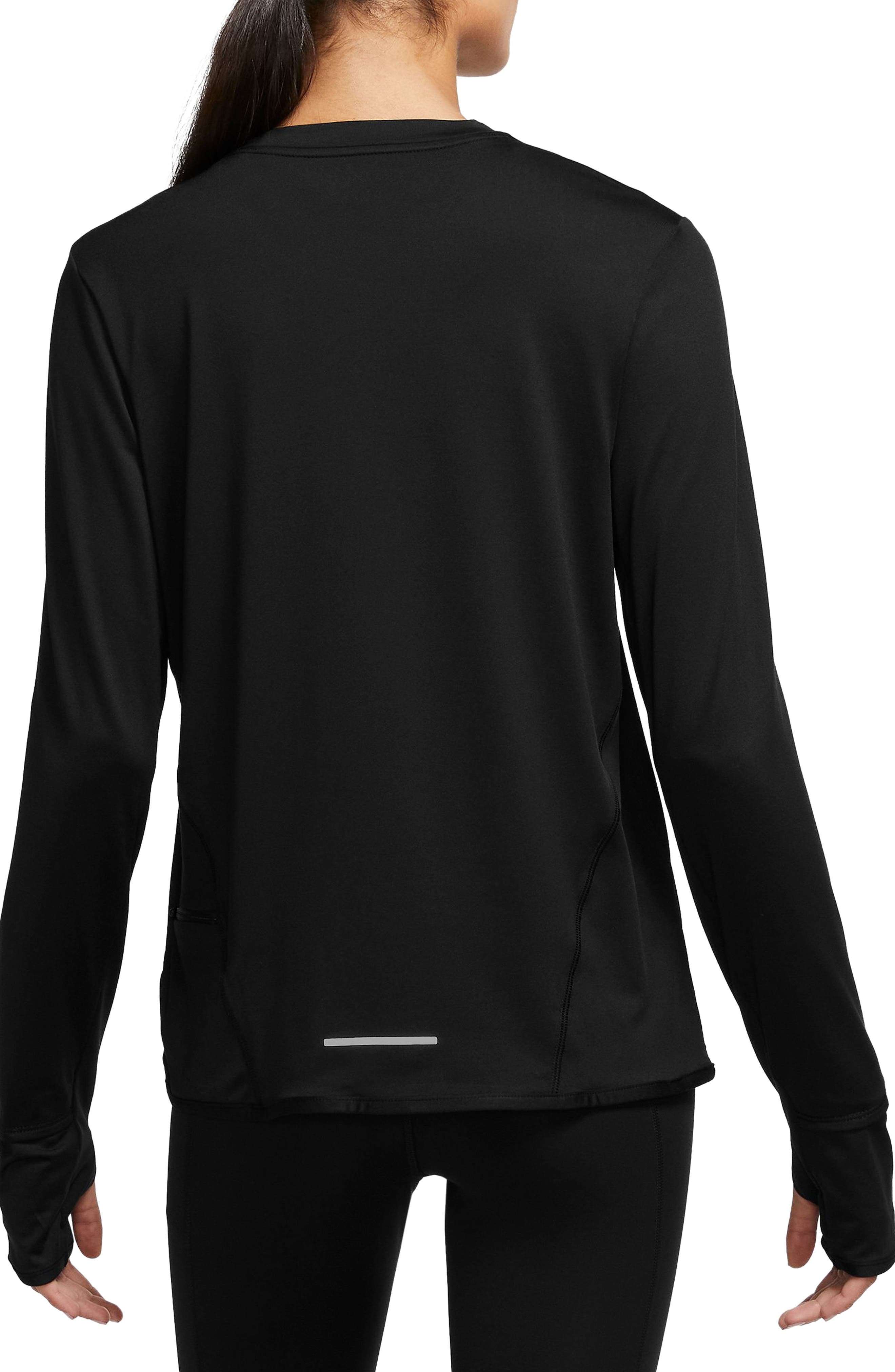 Nike Dri-FIT Swift Element UV Running Top in Black/Reflective Silv at Nordstrom - 2