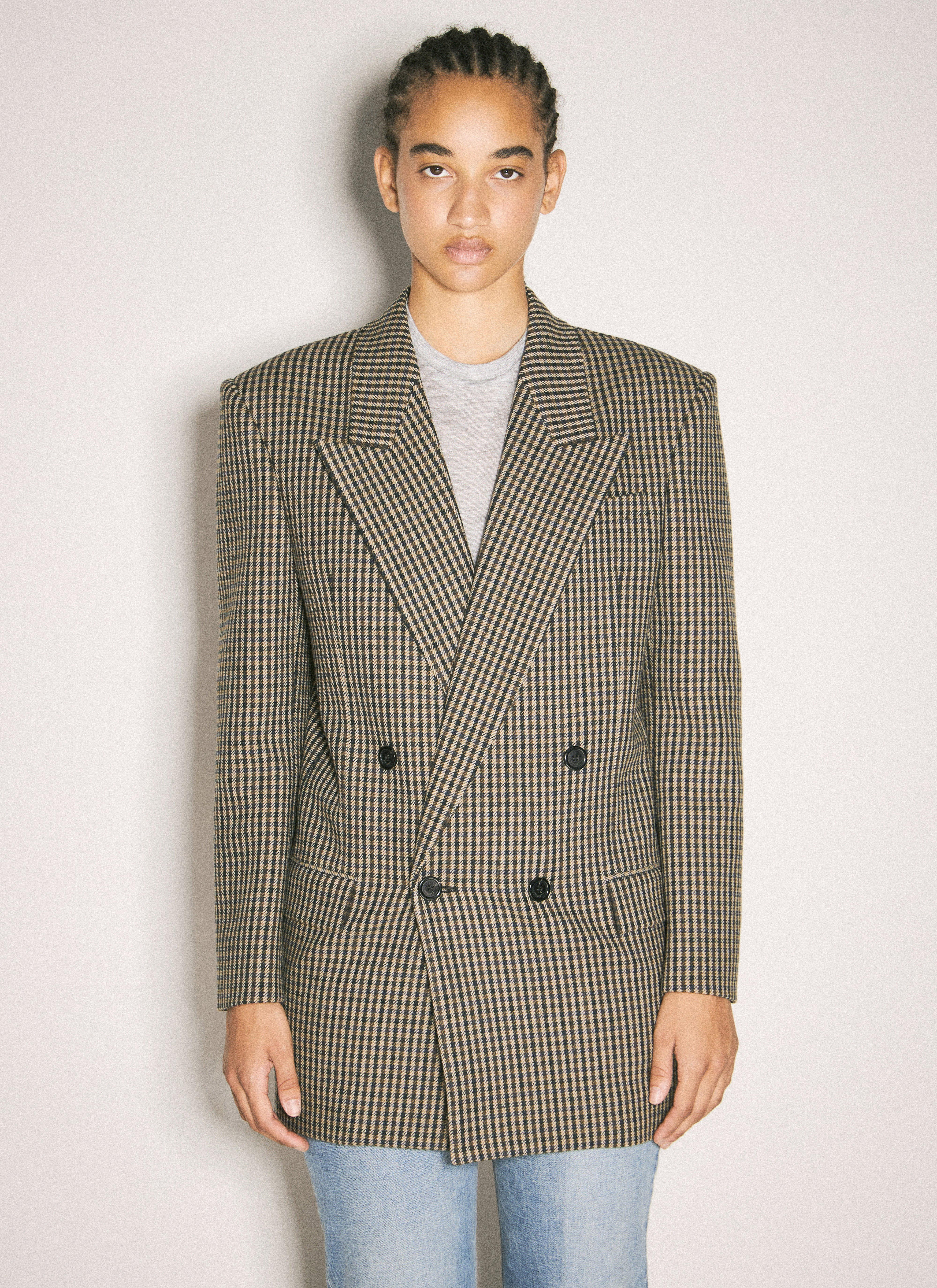Saint Laurent Women Vichy Wool Blazer - 1